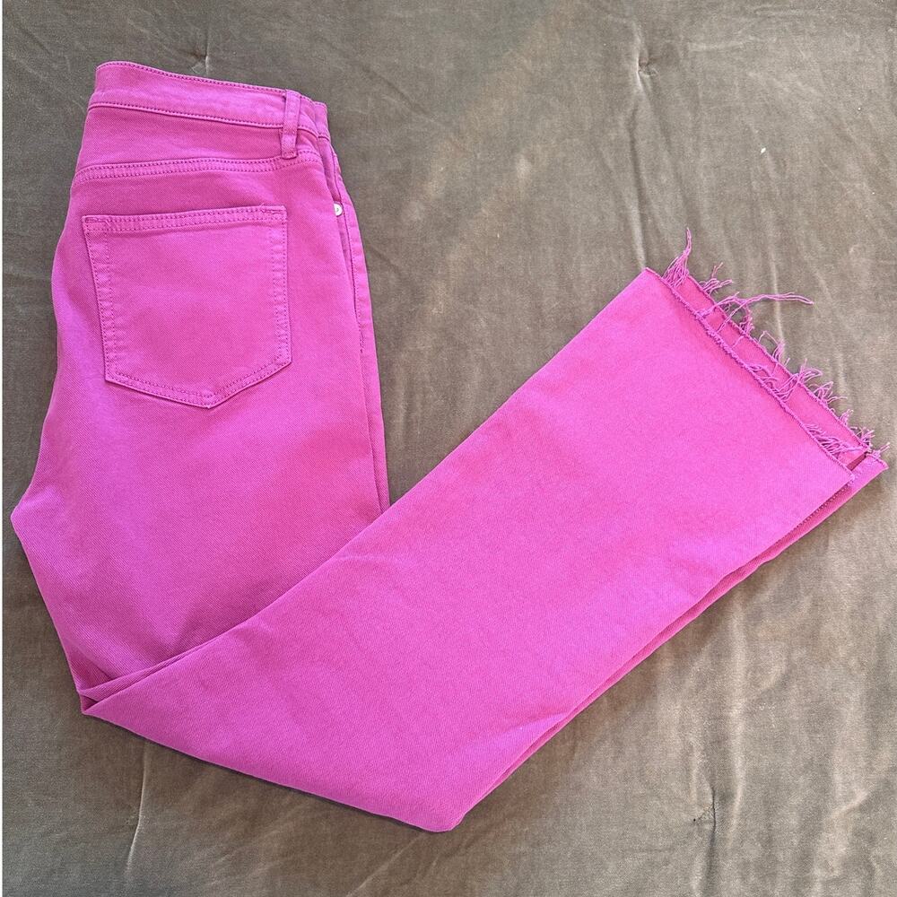 LOFT The Kick Crop Curvy Vent Hem High Rise Jeans in Sugar Plum PINK 25/0 - Picture 3 of 7